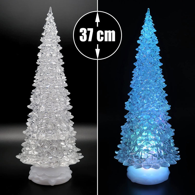 Tronje LED Christbaum 37cm Weihnachtsbaum mit Timer USB Tannenbaum beleuchteter Acrylbaum Wechselfar