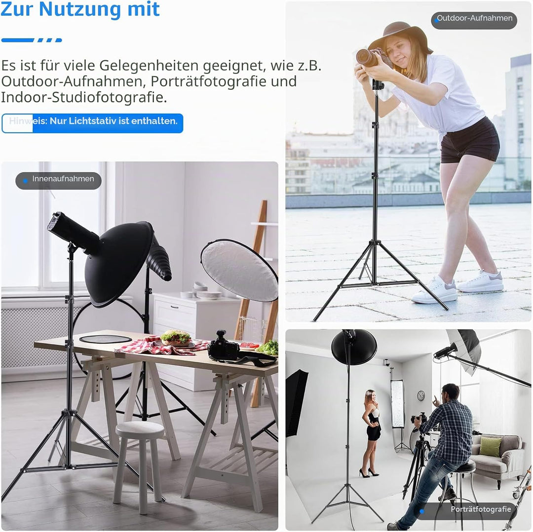 Neewer Fotografie-Lichtstativ, 3-6.6ft/92-200cm verstellbarer stabiler Stativständer für Reflektoren