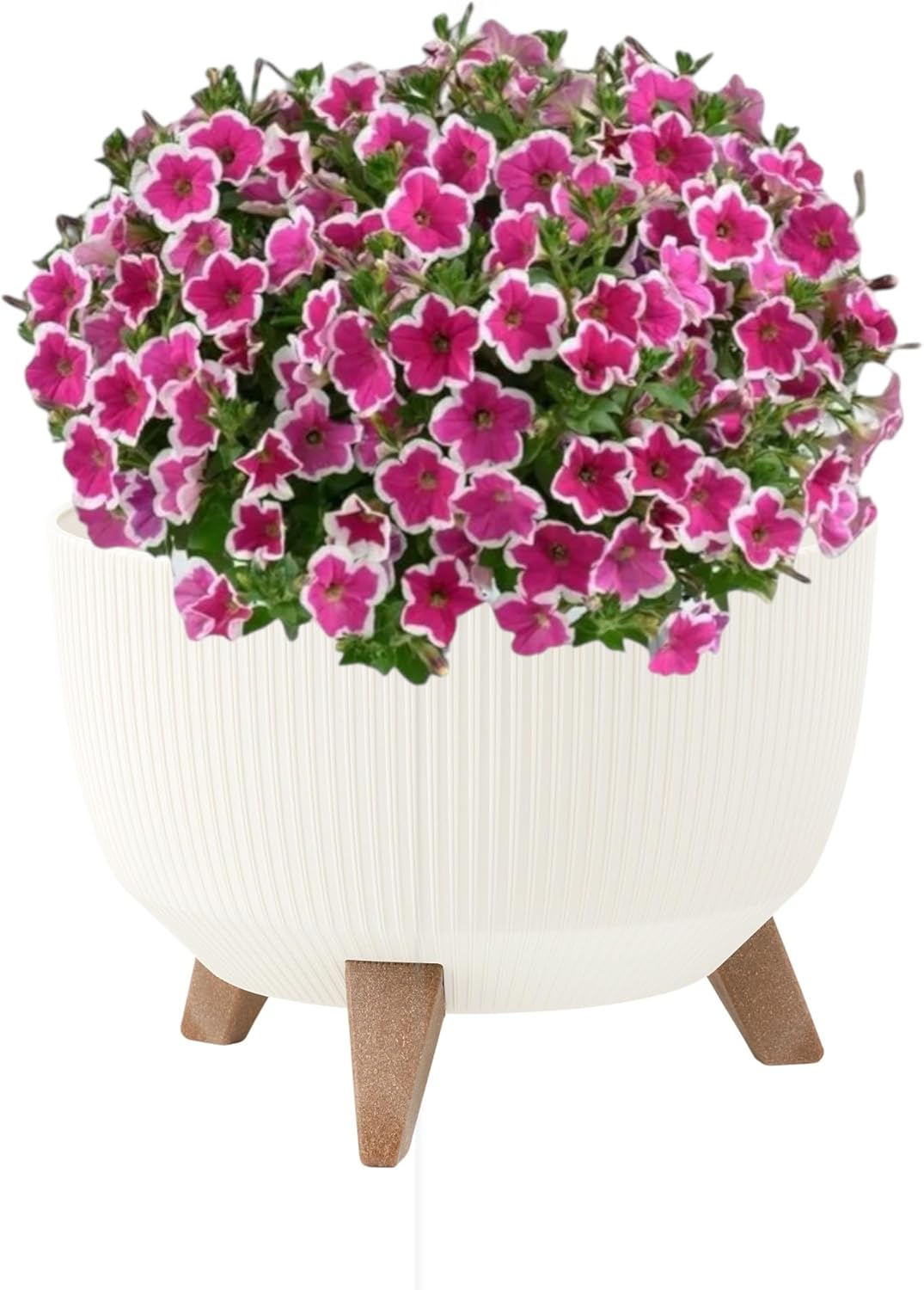 MELTOM Blumentopf Schale mit Füssen Einsatz Kräutertopf Übertopf Pflanzschale Eco Recycled (Creme, X