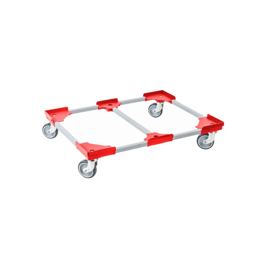 PROREGAL Profi-Flex Transportroller für Euroboxen 80x60cm mit Kunststoffräder rot | 4 Lenkrollen | u