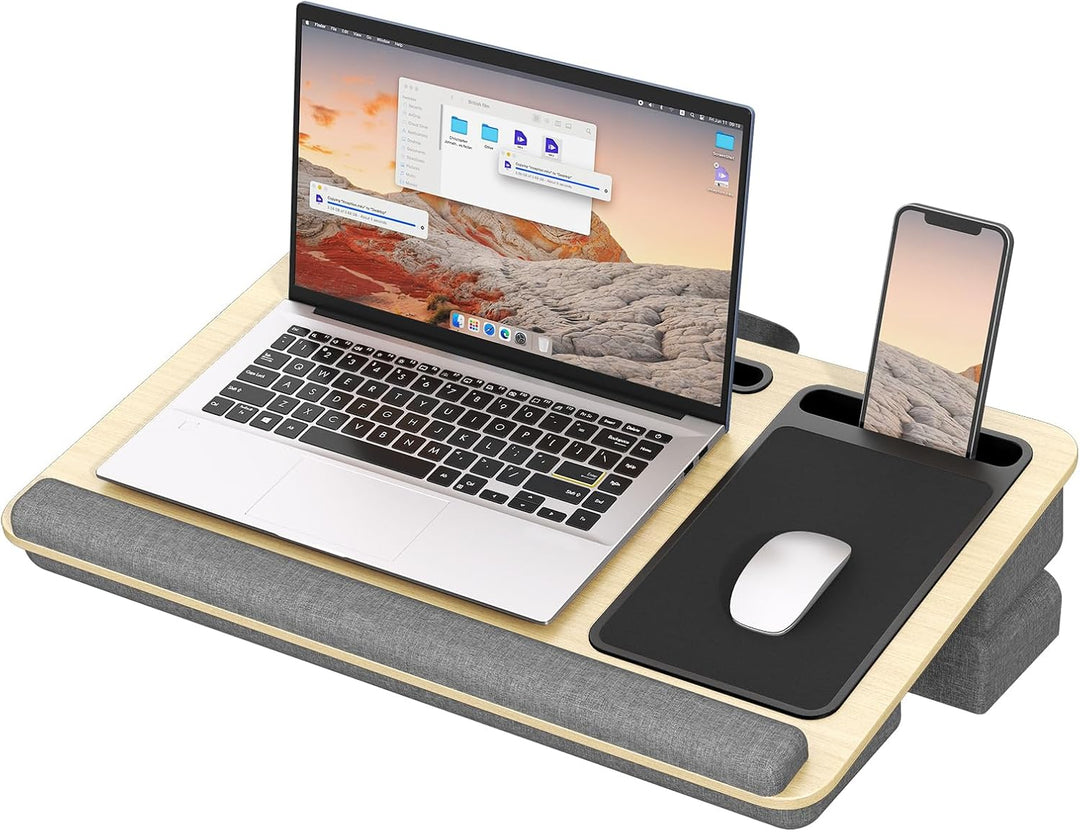 Laptopkissen für Bett mit Kissen, PUTORSEN Laptop Kissen Mausunterlage Passen bis zu 17,3 Zoll Noteb
