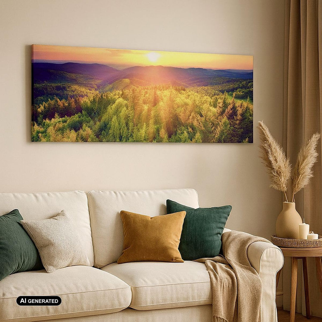Panorama Bilder auf Leinwand 100x40cm Leinwandbild mit Rahmen Berge Natur Gross Wanddeko Bild Schlaf