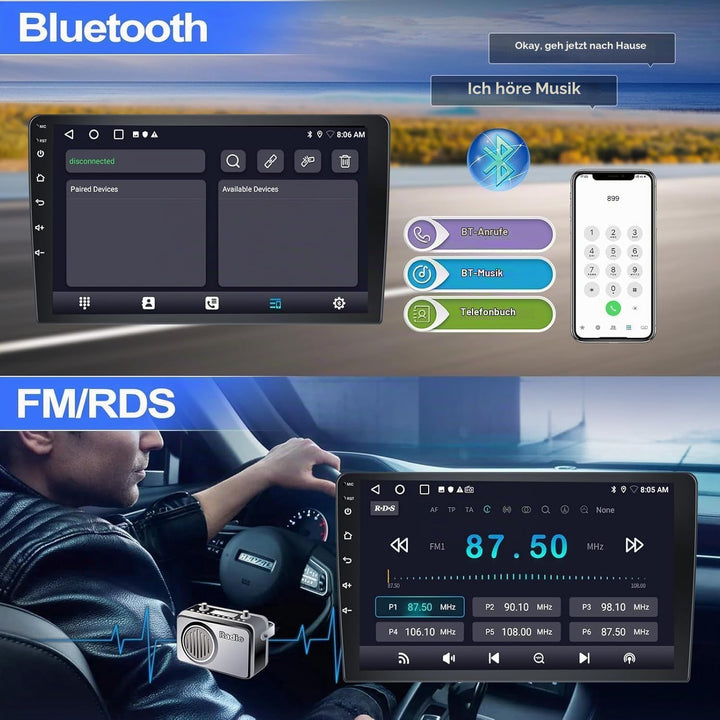 CAMECHO 2G+64G Android 15 Autoradio für VW Golf 5 Polo Skoda mit Navi Carplay Wireless Android Auto,