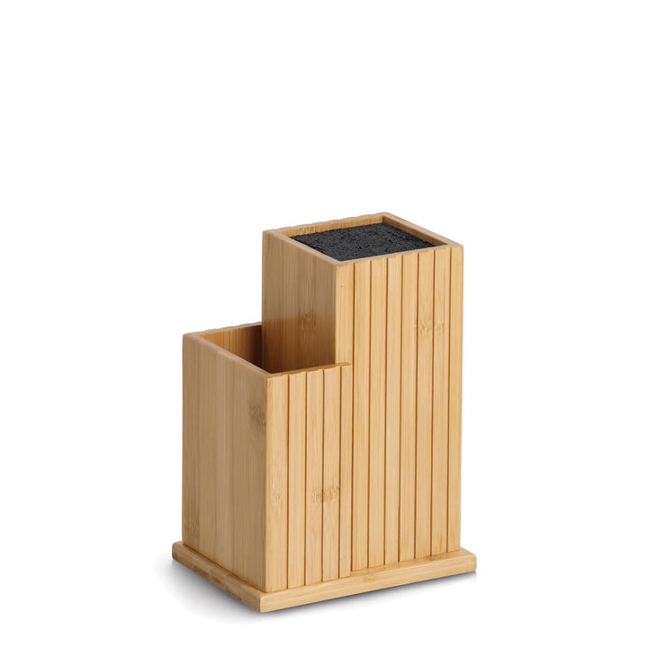 Zeller Messerblock m. Utensilienhalter, Bambus/Kunststoff
