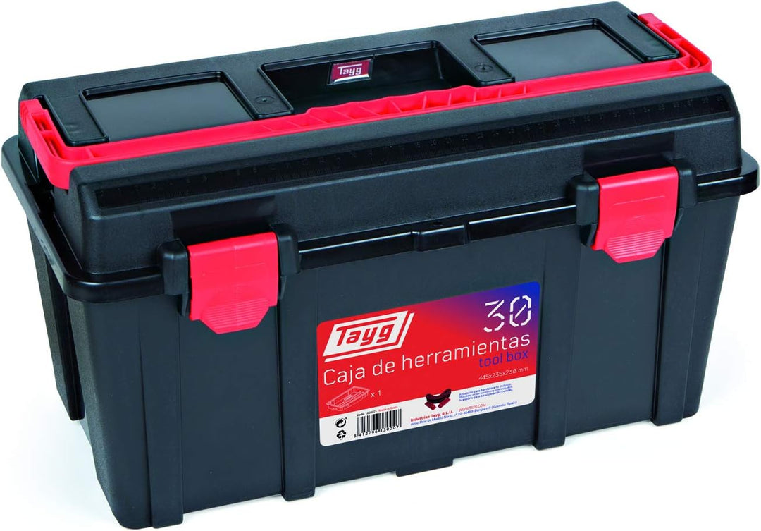 Tayg 130007 Werkzeugkasten aus Kunststoff Nr.30, schwarz, 445 x 235 x 230 mm Werkzeugkasten 30, Werk