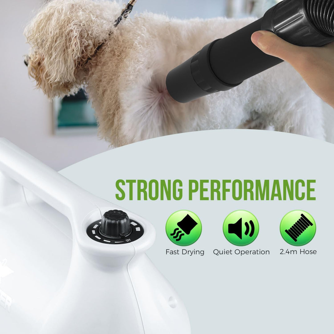 XPower Pet Dryer Adjustable Speed and Temperature Control Dog Blow Dryer, Pet Hair Dryer with 3 Nozz