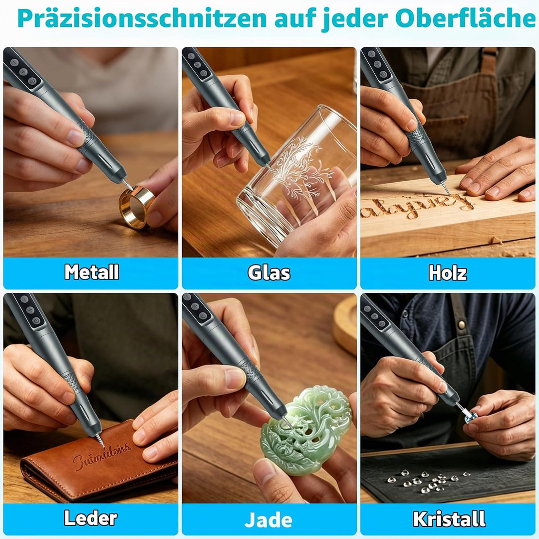CGBE 35-Gang-Regler Gravierstift mit 58 Gravurzubehör: USB-Aufladung Elektrischer Mini Gravurstift S