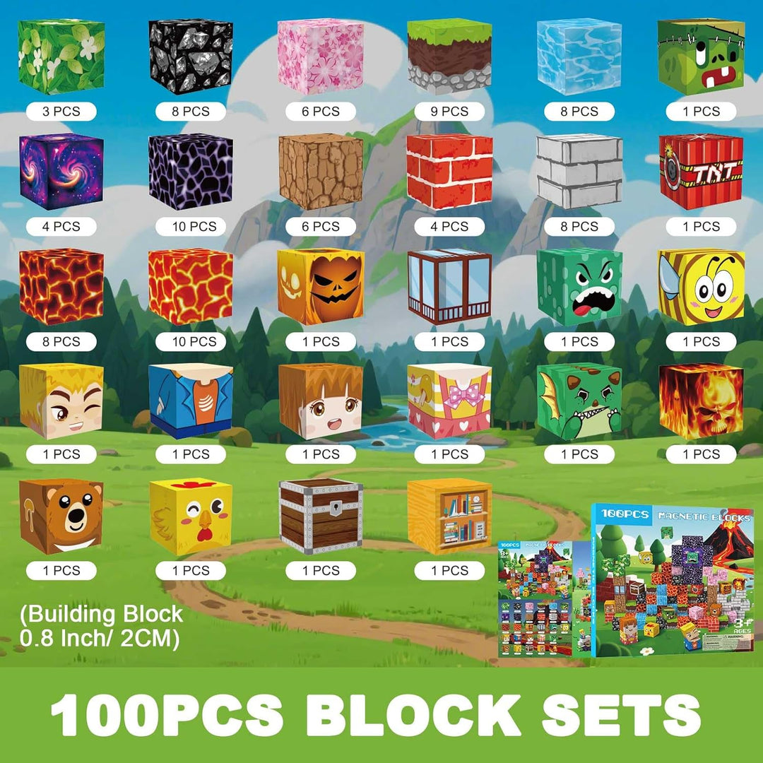 Magnetische Bausteine 100 PCS 2CM Magnetbausteine für Kinder ab 3 Jahre Magnetic Blocks, Montessori