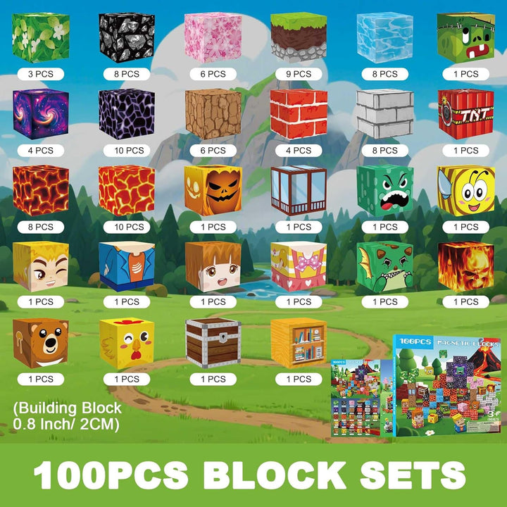 Magnetische Bausteine 100 PCS 2CM Magnetbausteine für Kinder ab 3 Jahre Magnetic Blocks, Montessori