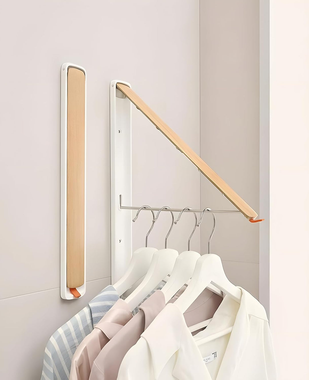 Klappbare Kleiderstange Wandmontage Aluminium – Ausziehbare Garderobe Kleiderhaken, Platzsparend, Mo