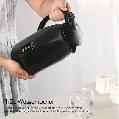 12v - 24v Wasserkocher für Auto, 1,2 Liter Elektrischer Mobiler Wasserkocher Edelstahl mit 12/24 Vol