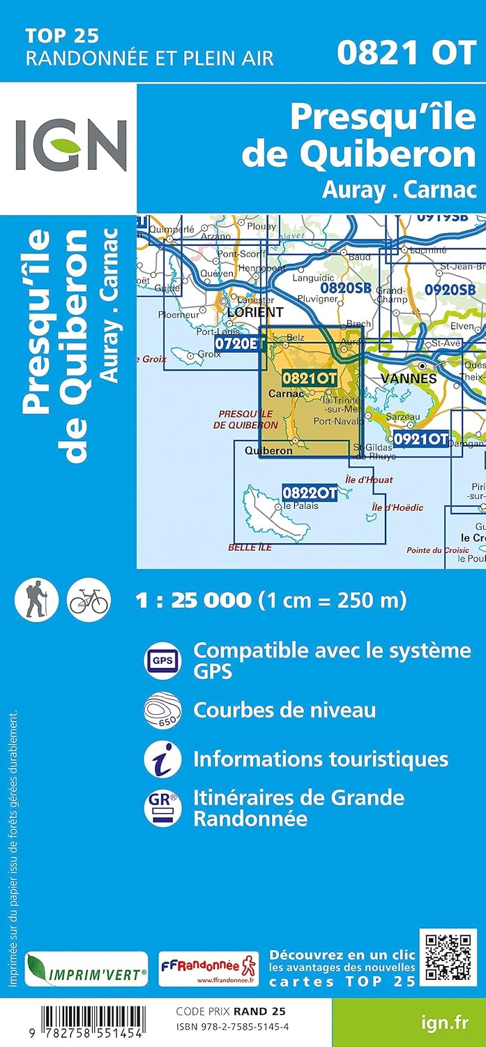 0821OT Presqu'ile de Quiberon (TOP 25), Karte