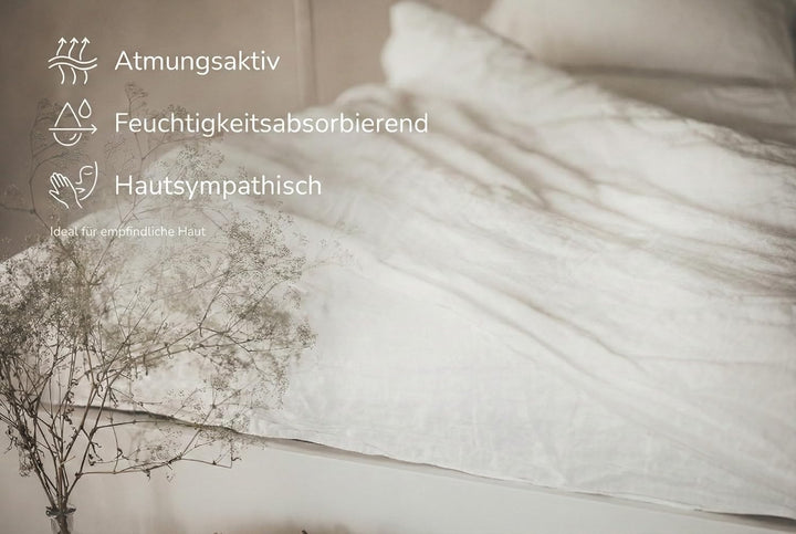Kissenbezug 100% Leinen Stonewashed – Natur Kopfkissenhülle, Weich, Atmungsaktiv & Langlebig Off Whi