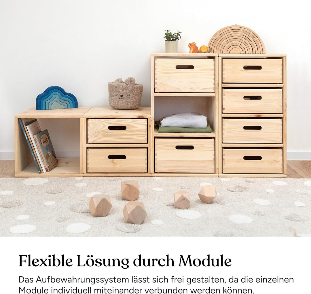 Ehrenkind® Regal für Kinderzimmer – Praktisches Aufbewahrungssystem aus Kiefer für Spielzeug und Ord