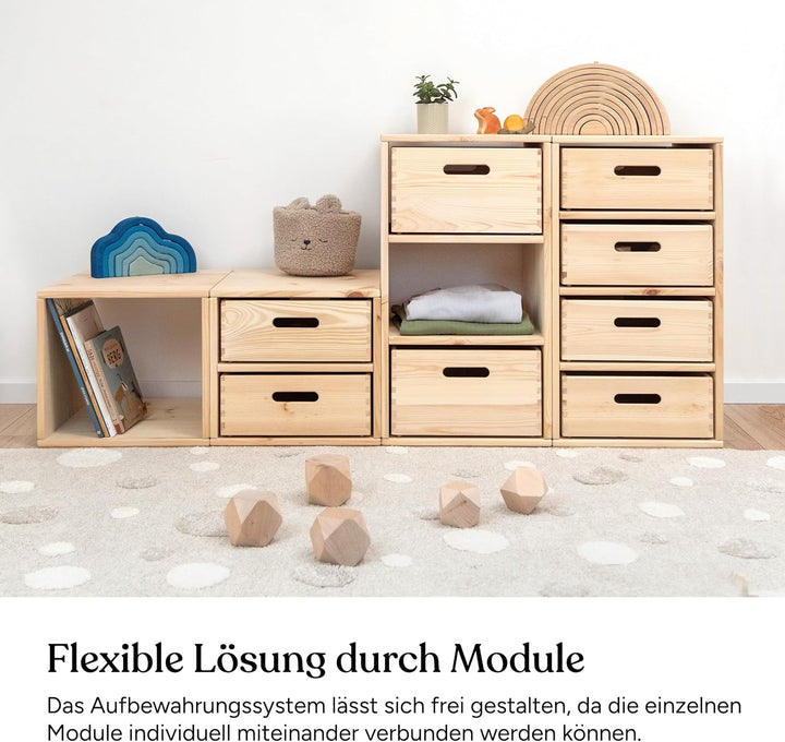 Ehrenkind® Regal für Kinderzimmer – Praktisches Aufbewahrungssystem aus Kiefer für Spielzeug und Ord