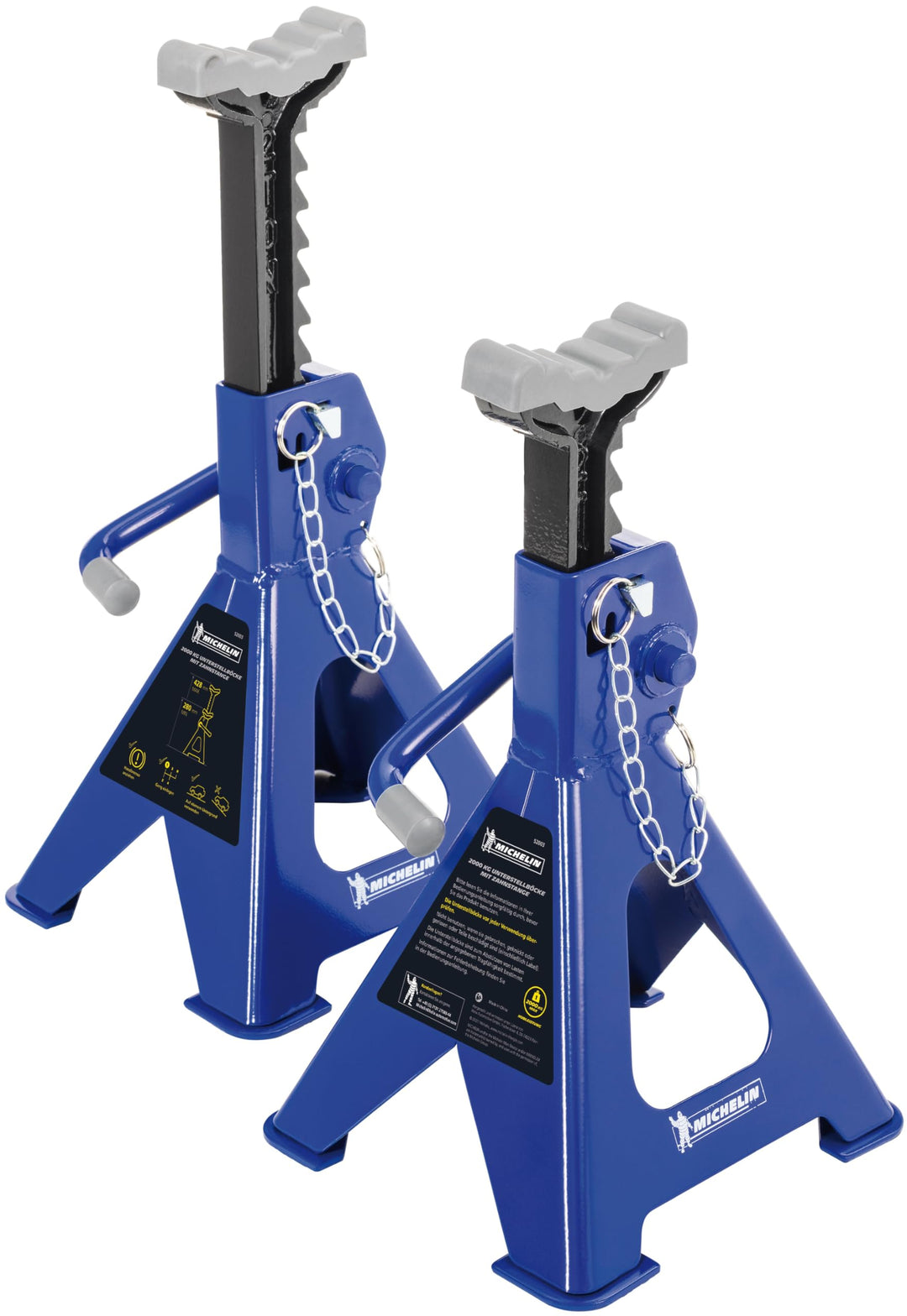 MICHELIN Unterstellbock 2 Tonnen Traglast, 2 Stück Stützböcke, Höhenverstellbar 280 mm bis 428 mm Hu