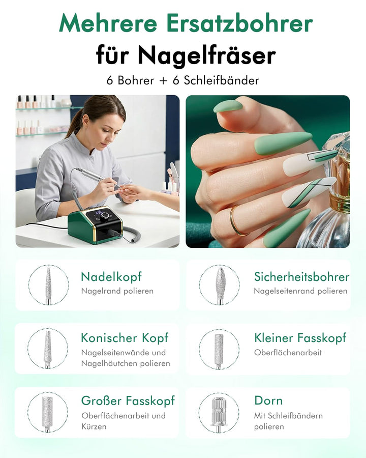 CozyZen Elektrische Nagelfräsmaschine 35.000 U/min Profi-Set | Mit LCD-Display, Hand- & Fusspedal, l