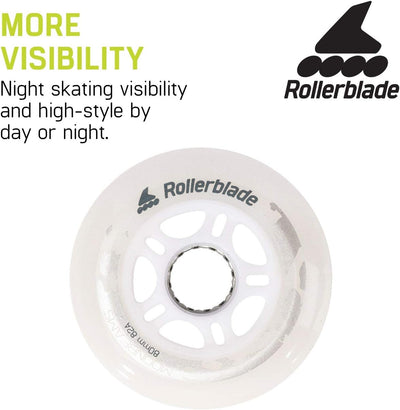 Rollerblade Moonbeam 72mm/82A LED Wheel 4-Pack Weiss, Weiss