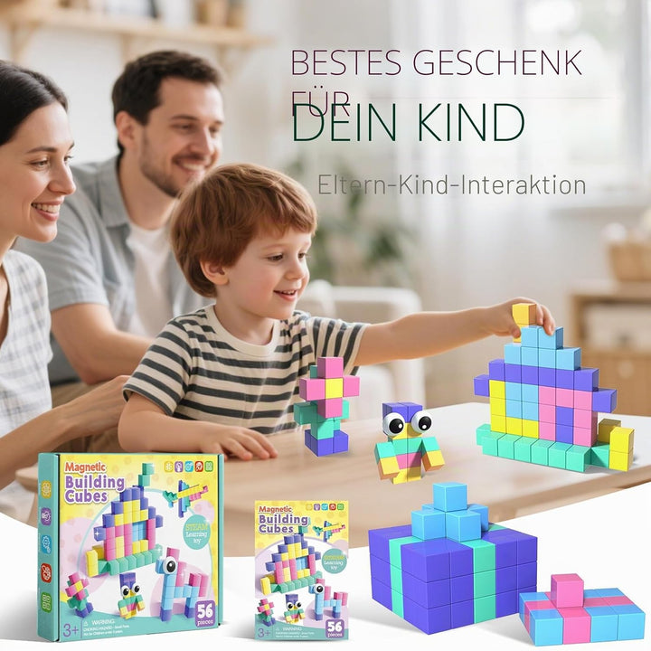 Goody King Magnetische Bausteine 56 Teile Set, Magnetbausteine für Kinder, Montessori Magnetische Sp