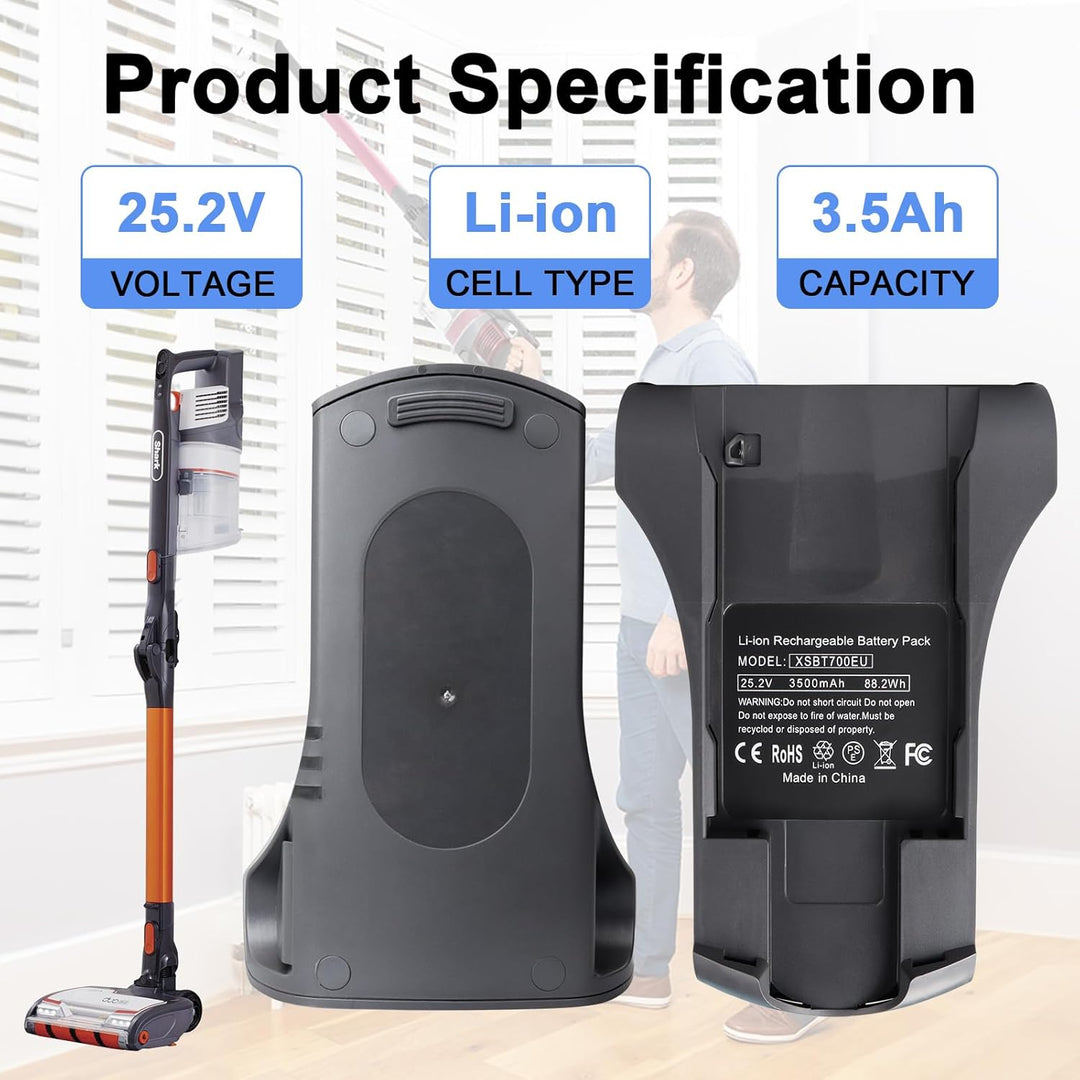 MXJFYY 25,2 V 3500 mAh Lithium-Ionen-Ersatzakku für Shark XSBT700/XSBT700EU, Akku kompatibel mit Sha