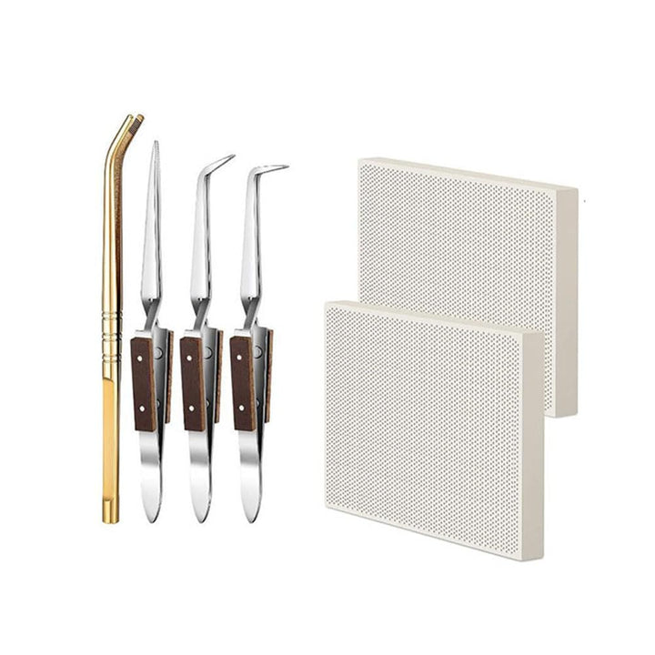 Schmuck-Lötset mit 3 Lötpinzetten, 2 Keramik-Lötplatten, 1 Kupferzange (Stil 2), Silberschmiedebedar