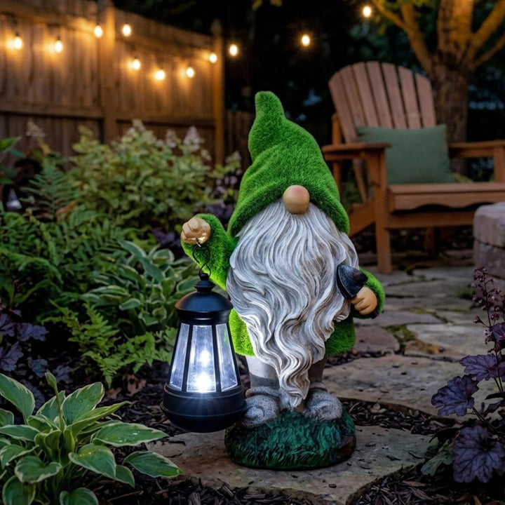 TERESA'S COLLECTIONS Lustig Gartenzwerge Gartendeko für Draussen Wetterfest Figur mit LED Solarlater