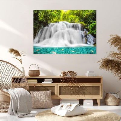 ARTTOR Bilder auf Leinwand 100x70cm Leinwandbild Park natur landschaft Gross Wanddeko Bild Schlafzim