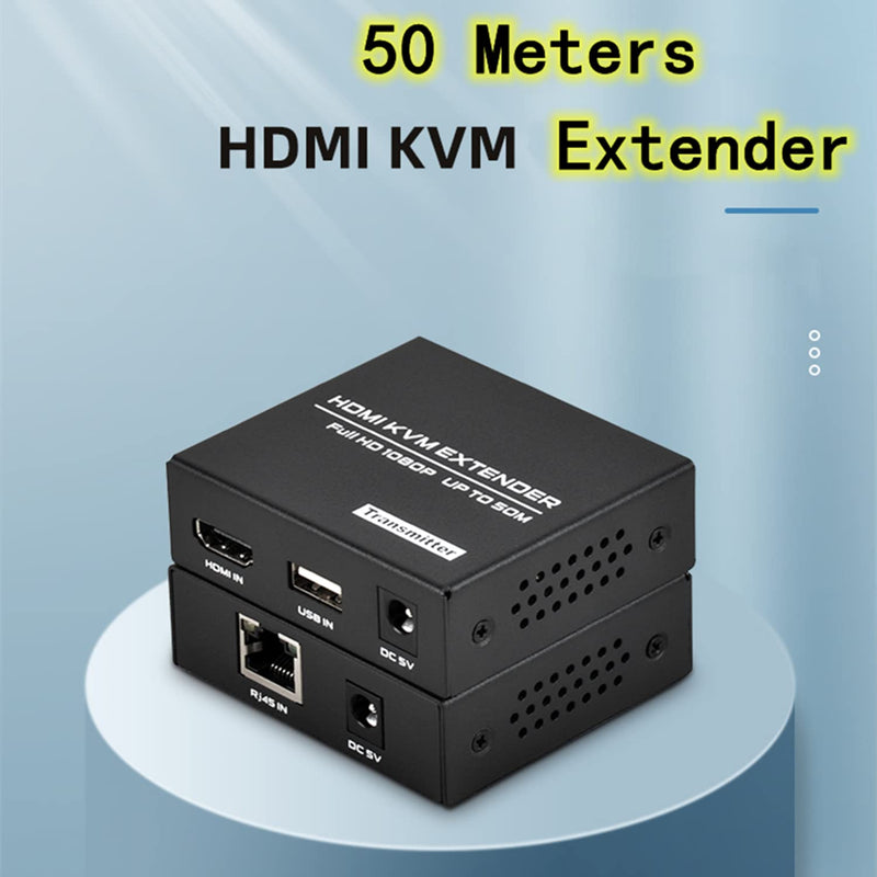 HDMI KVM USB Extender Over IP Cat5e/6, 1080P@60Hz HDMI Extender USB 50m mit Loop Out Funktion, Suppo