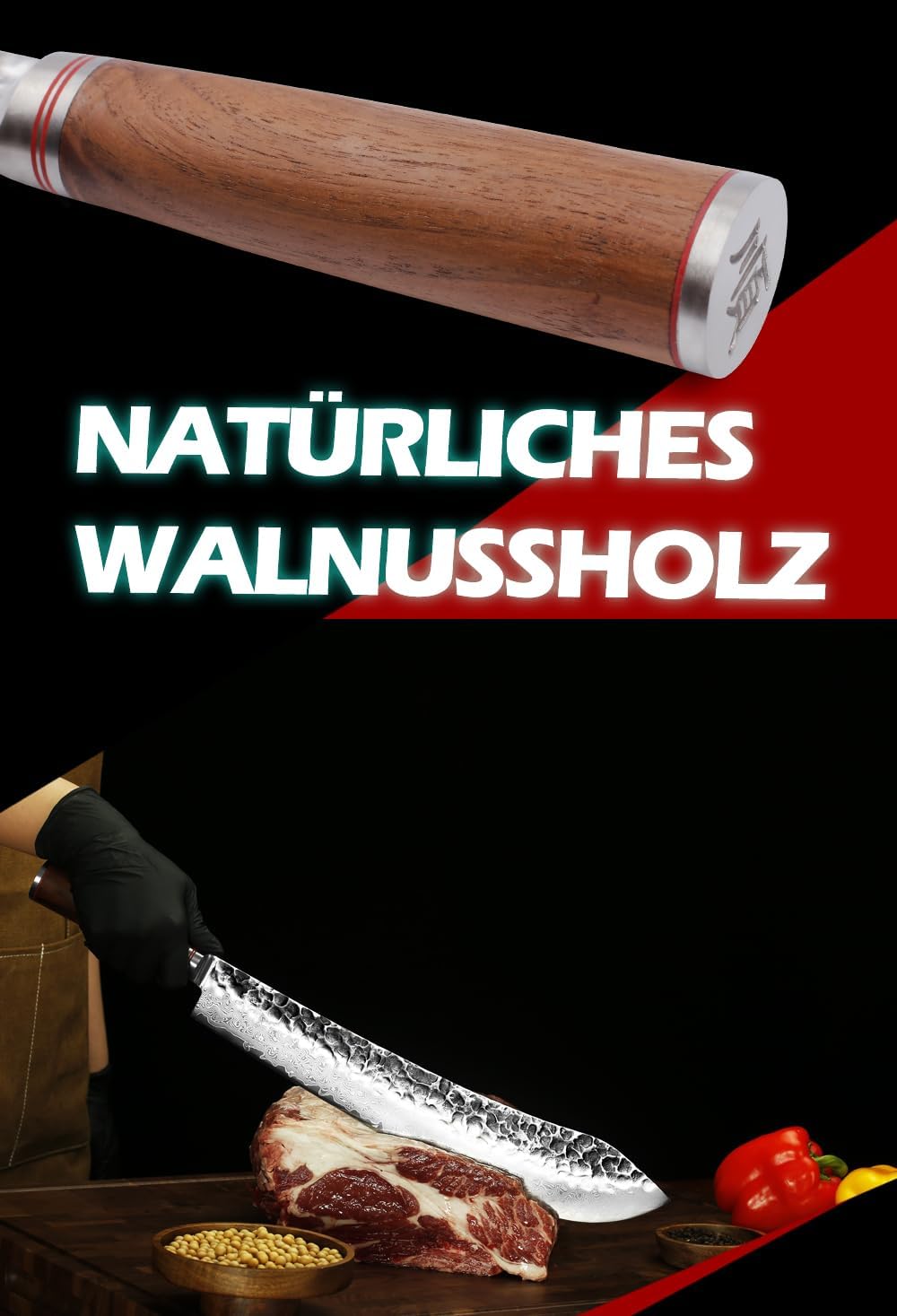 YOUSUNLONG Bull Nose Breaking Knife 356 mm (14 Zoll) Extra Länge Superscharfer gehämmerter Griff aus