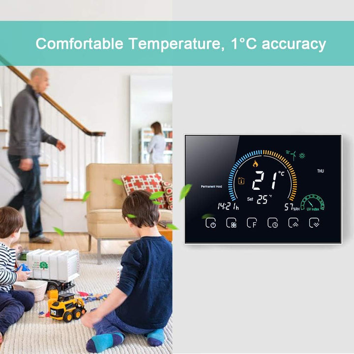 Irishom WiFi Raumthermostat für Gaskessel Thermostat mit 4,8 Zoll LCD-Bildschirm 5+1+1 Programmierba