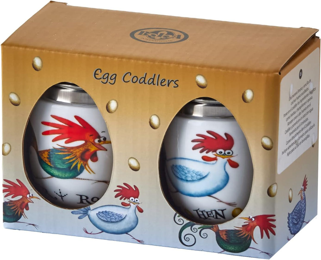 BIA International - Satz von 2 Porzellan-Eierkochern - Chasing Chickens Design von Clare Mackie - Ei