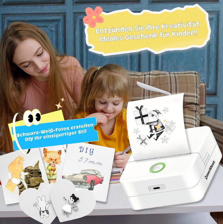 Mini Drucker für Smartphone X6, Bluetooth Thermodrucker Handy Drucker Etikettendrucker Fotodrucker 1