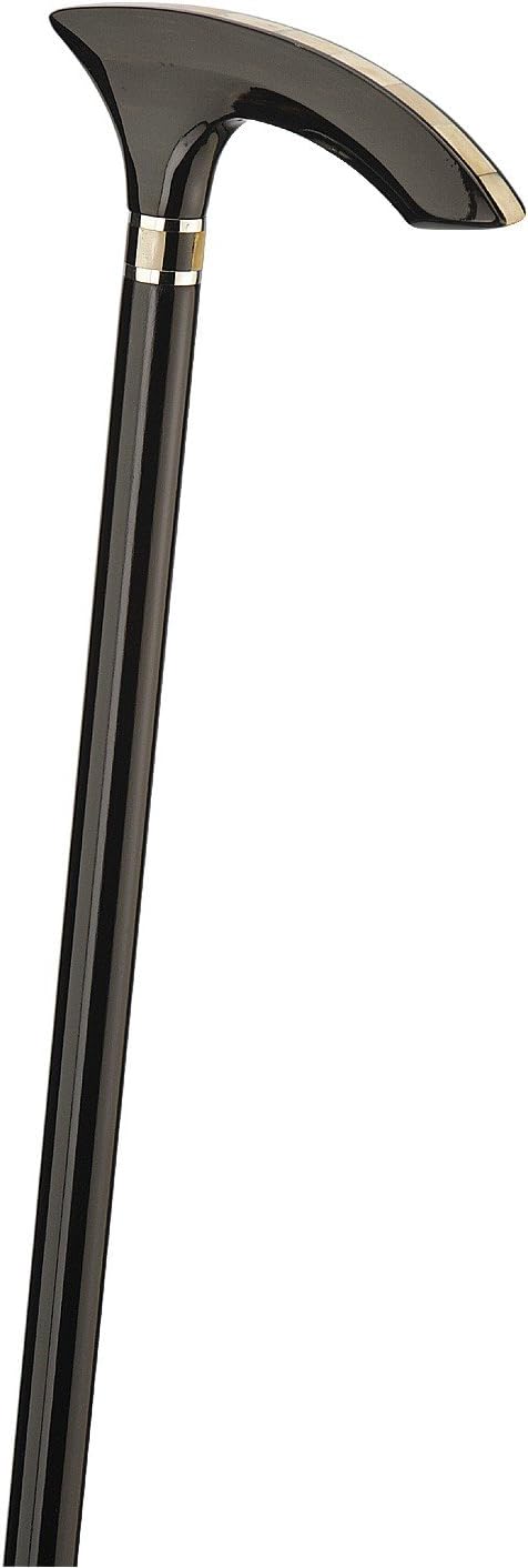 Design-Gehstock Octagon Ebony,eleganter Fritzgriff, Makassar-Ebenholz handpoliert, Horn-Intarsien, S