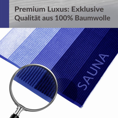 Lashuma Saunatuch Helsinki, Blau - Schwarz, Hochwertiges XXL Handtuch, Badehandtuch Strandtuch 85x20