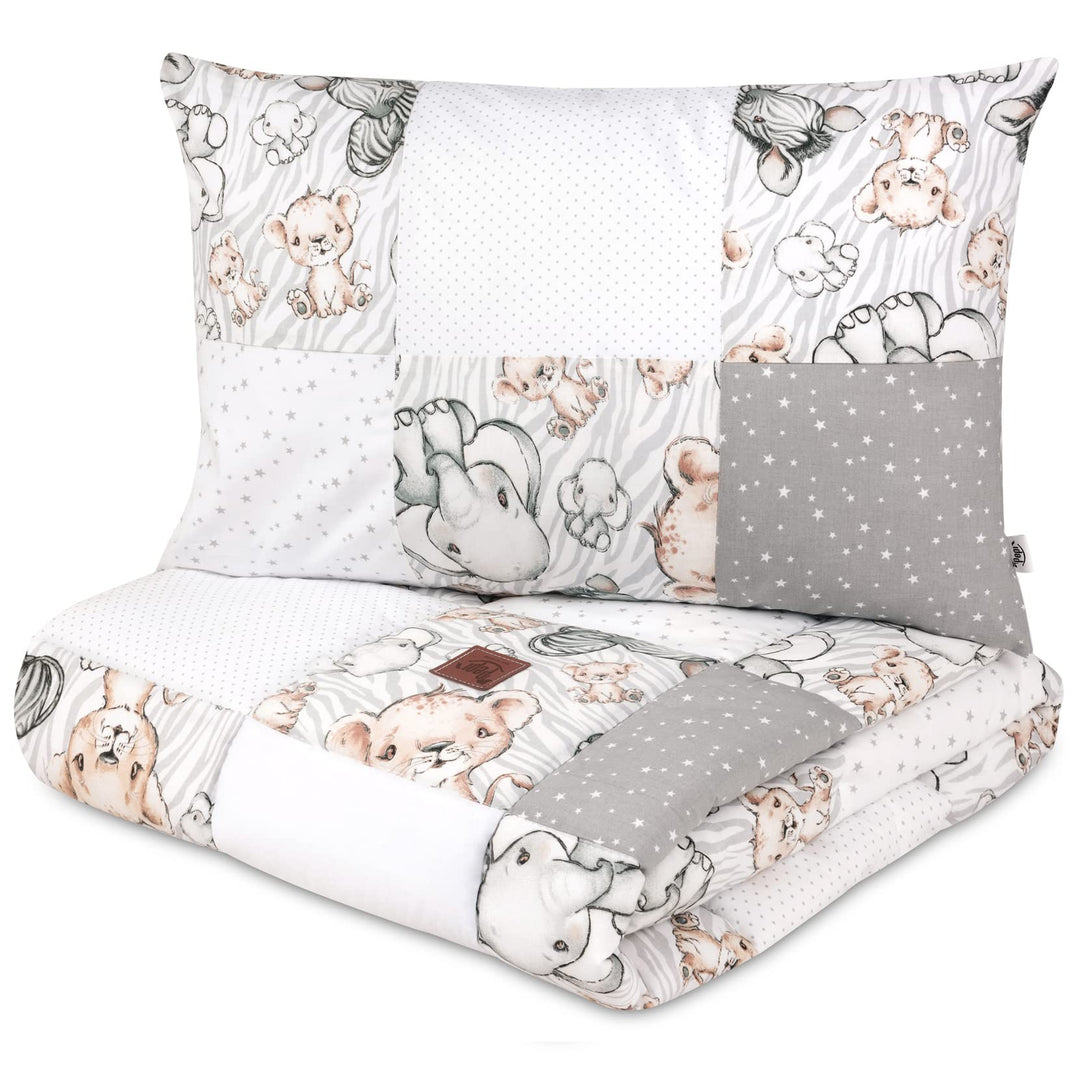 Pepi - Patchwork Baby Bettdecke und Kissen - Baby Decke und Kissen Set - Kinderbettdecke - Bettdecke