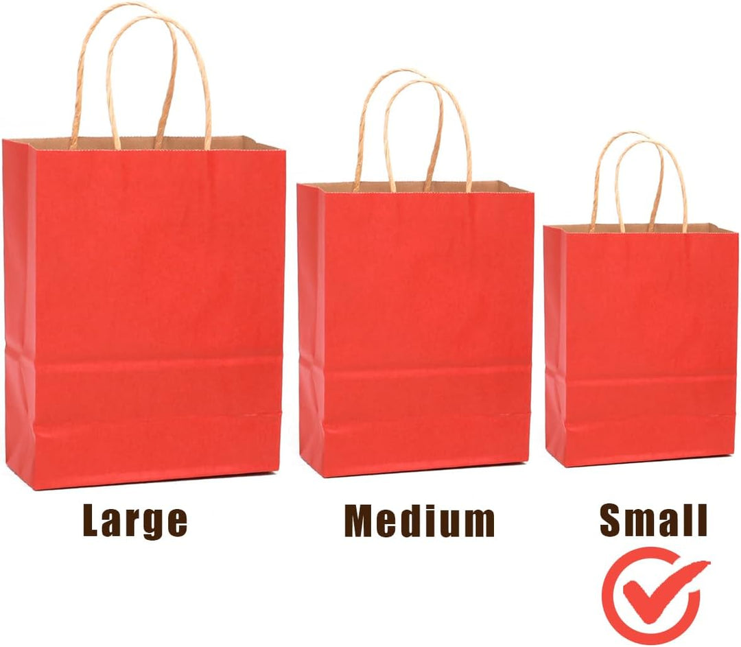 Gcardist 32Pcs Kraft Taschen Taschen mit Griffen 21x15x8cm Kleine Geschenk Party Taschen Rot Shoppin
