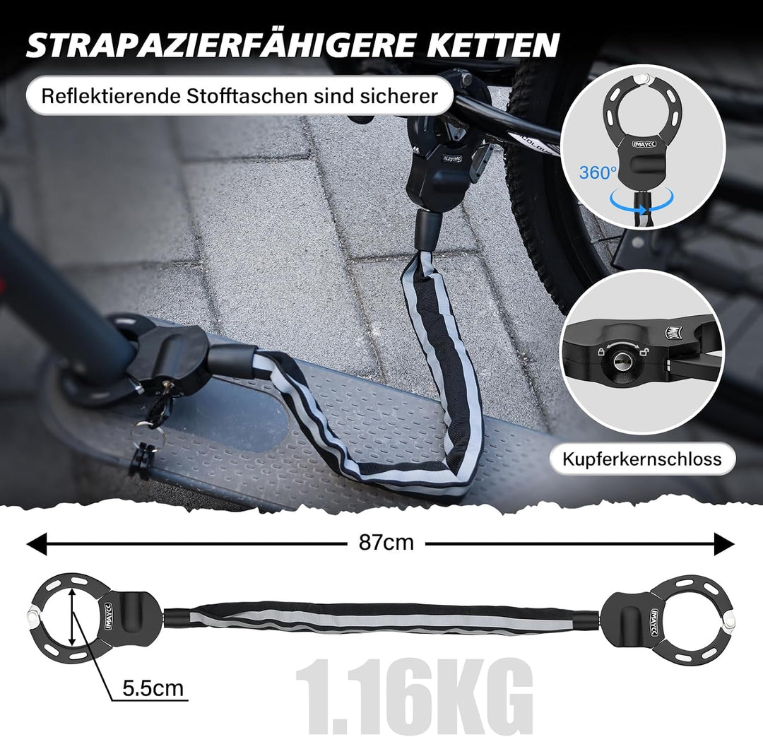 IMAYCC Mini E Scooter Schloss, Tragbarkeit Schloss für E Scooter, Diebstahlschutz Handschellenschlos