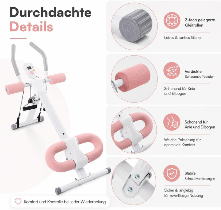 Bauchtrainer für Zuhause, Bauchmuskeltrainer Abdominalmaschine, Klappbar Bauchmuskeltraining Multifu