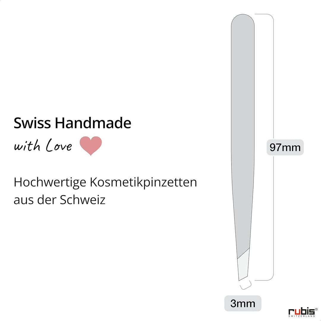Rubis Augenbrauenpinzette Elegance mit schräger Spitze bringt Augenbrauen perfekt in Form Made in Sw