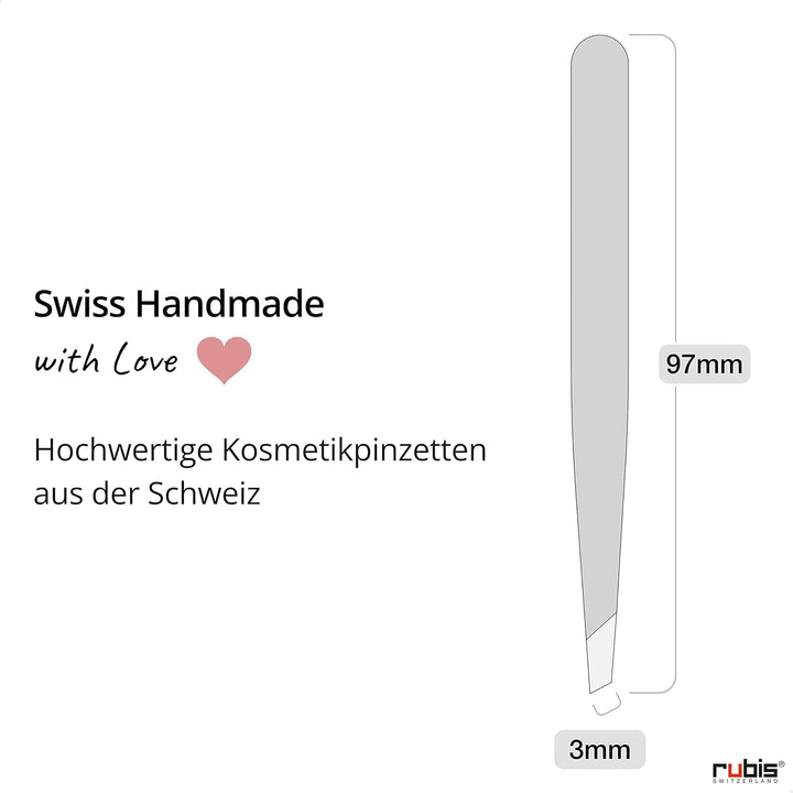 Rubis Augenbrauenpinzette Elegance mit schräger Spitze bringt Augenbrauen perfekt in Form Made in Sw
