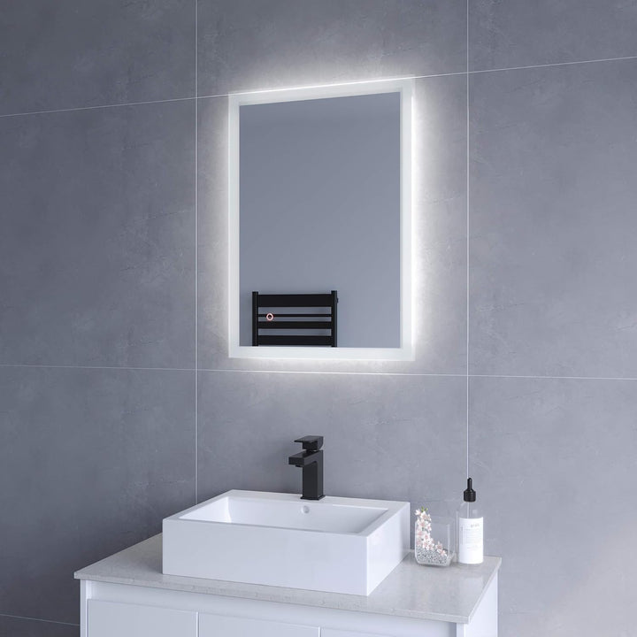 AQUABATOS Badspiegel mit LED Beleuchtung 70x50 cm Antibeschlag Beschlagfrei Dimmbar Touch Schalter K