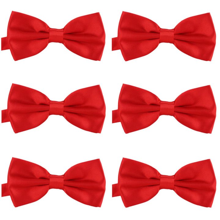 DonDon 6er Set Herren Fliege 12 x 6 cm gebunden und längenverstellbar Rot, Rot