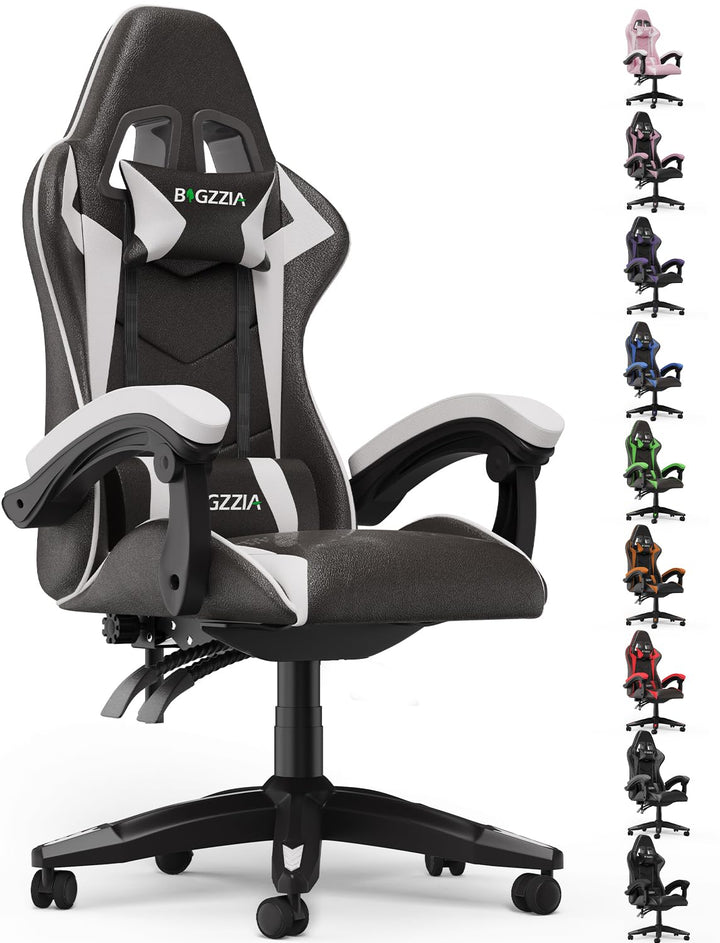 Racingreat Ergonomischer Gaming-Stuhl, Zockersessel mit Kopfstütze und Lendenwirbelstütze, Höhen- un