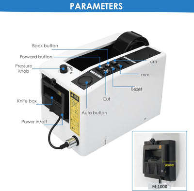 Manueller/automatischer Klebebandspender, 20-999 Mm Schnittlänge, 8-50 Mm Bandbreite, Elektrische Kl