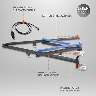 Güde 20068 Pantograph (Fernbedienung für Plasmacutter, Halterung für Plasmabrenner, Fussplatte für T