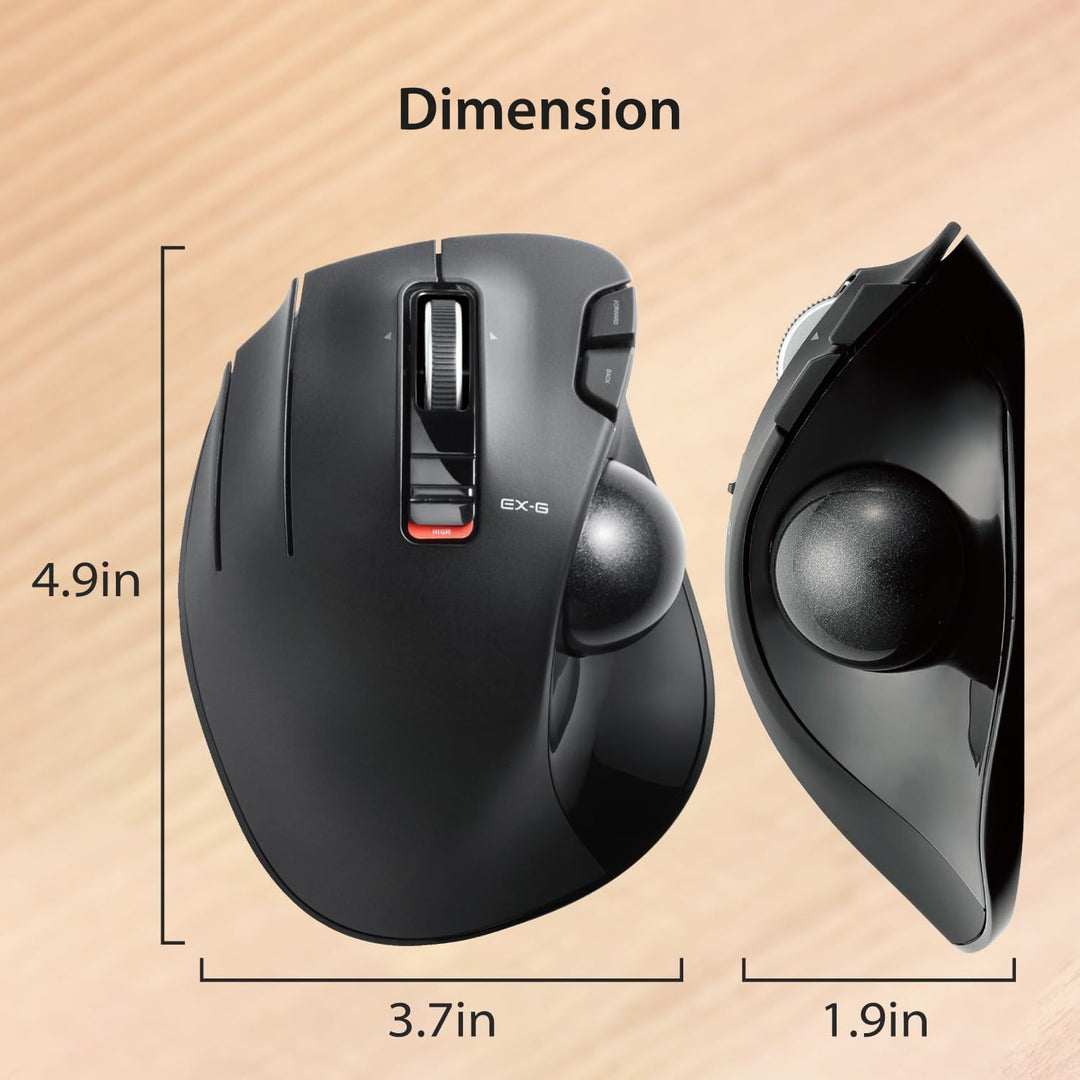 ELECOM EX-G Linkshänder-Trackball-Maus, 2,4 GHz USB Wireless, Ergonomisch, Daumensteuerung, Tracking