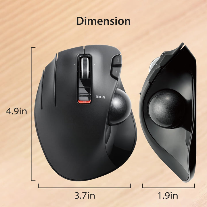 ELECOM EX-G Linkshänder-Trackball-Maus, 2,4 GHz USB Wireless, Ergonomisch, Daumensteuerung, Tracking