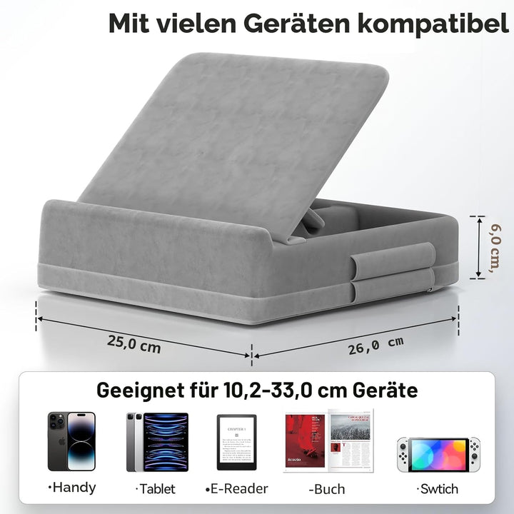 KDD Tablet Kissenständer mit Aufbewahrung, Faltbarer Ipad Ständer, einstellbar Tablet Halterung Kiss