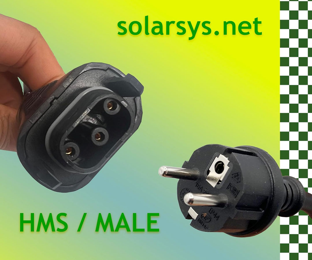 Solarsys® - 3m AC-Stromkabel mit Hoymiles HMS Feldstecker und Schuko-Stecker, für Hoymiles Mikro-Wec