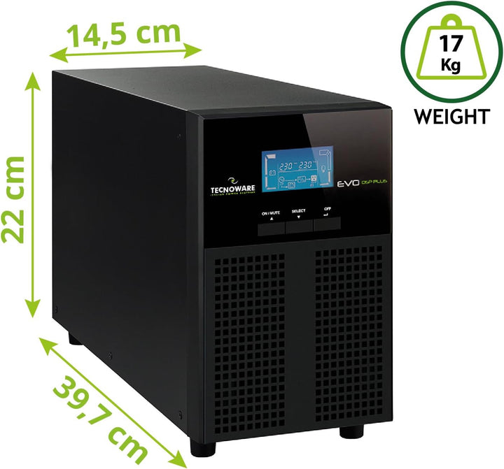 Tecnoware Power Systems - USV EVO DSP Plus 2.400, Online-Technologie VFI, Effizienz 94%, Vollständig